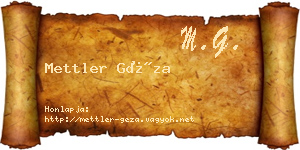Mettler Géza névjegykártya